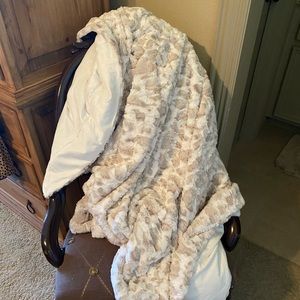 Neutral Faux Fur Throw Blanket by Dennis Basso